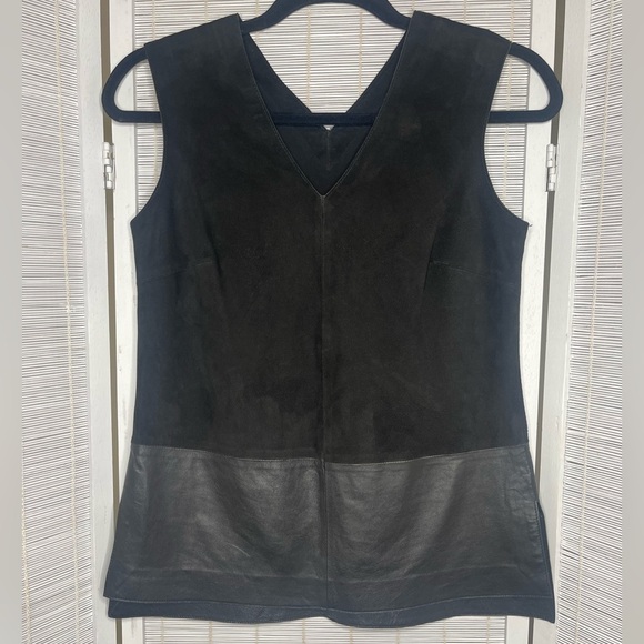 Vince. Leather/Suede Sleeveless Top - Picture 1 of 8